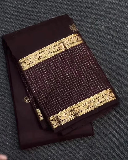 Maroon Golden Zari Checks Silk Saree