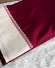DEEP WINE SILVER ZARI BORDER SAREE ✨