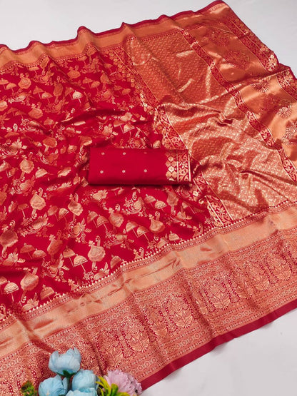 Organic Banarasi Wedding Saree – Lightweight & Breathable