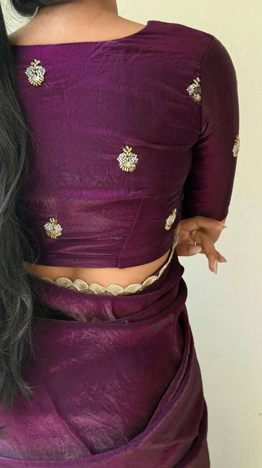 Soft Space Silk Designer Saree with Golden Sequins Work