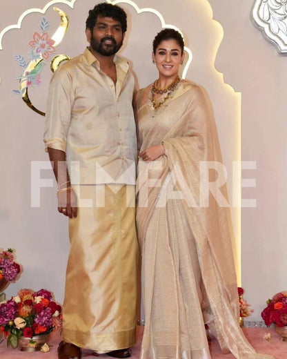 Nayanthara Inspired Banarasi Golden Tissue Silk Saree