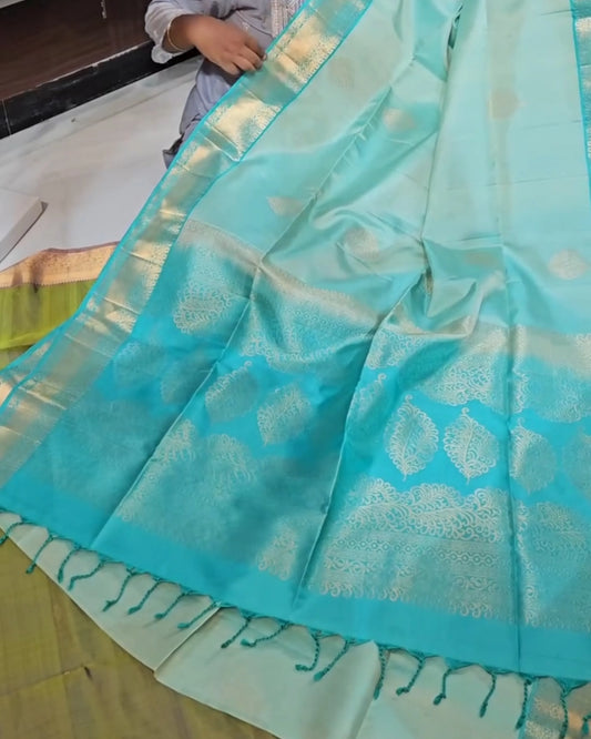 Turquoise Weave Silk Saree