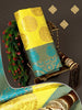 Yellow and Teal Silk Saree with Woven Motifs