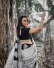 Black and Grey Printed Saree with Statement Motifs