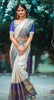 Ivory Silk Saree with Royal Blue Zari Border