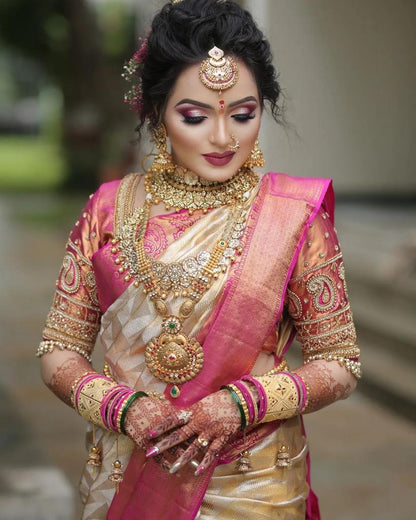 Bridal Kanchipuram Silk Saree with Rich Zari Work