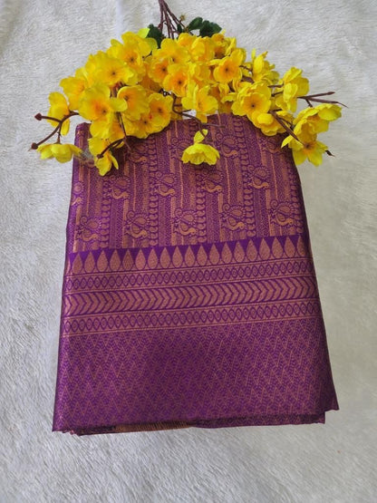 Royal Purple Banarasi Silk Saree with Rich Zari Weaving