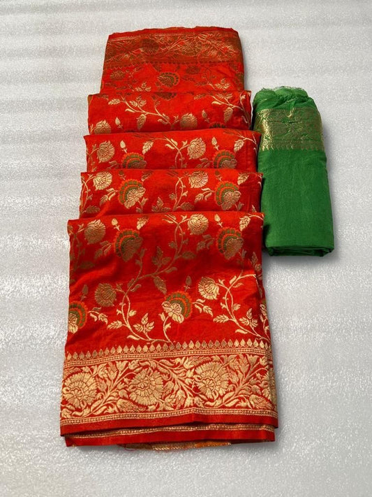 Pure Soft Khadi Georgette Silk Saree with Zari & Meenakari Work – LC-59