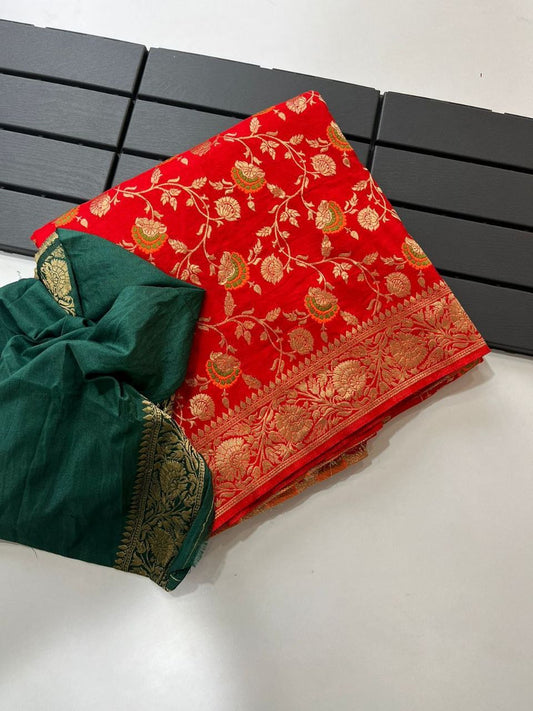 Pure Soft Khadi Georgette Silk Saree with Zari & Meenakari Work – LC-59