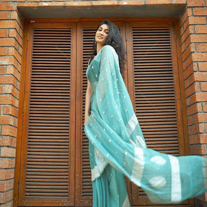 Softloom Saree Made from Lilan Cotton Featuring Slab Texture and Designer Blouse