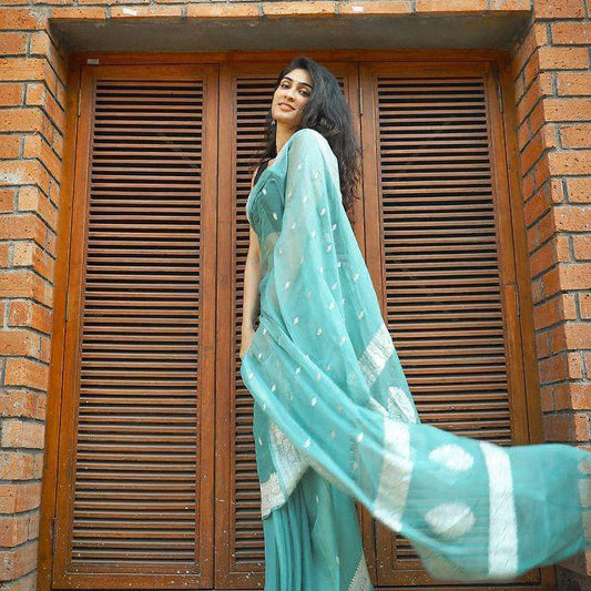 Softloom Saree Made from Lilan Cotton Featuring Slab Texture and Designer Blouse