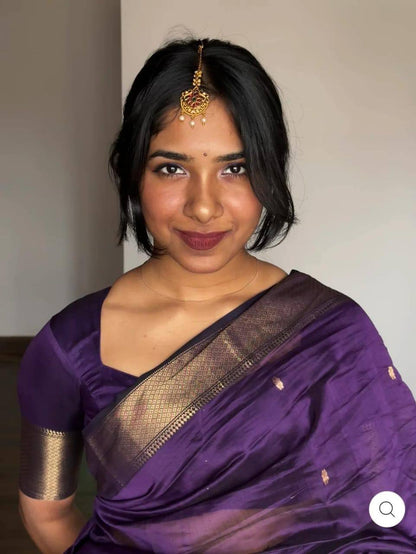 Soft Cotton Saree Showcasing Slab Weaving and Contrast Blouse