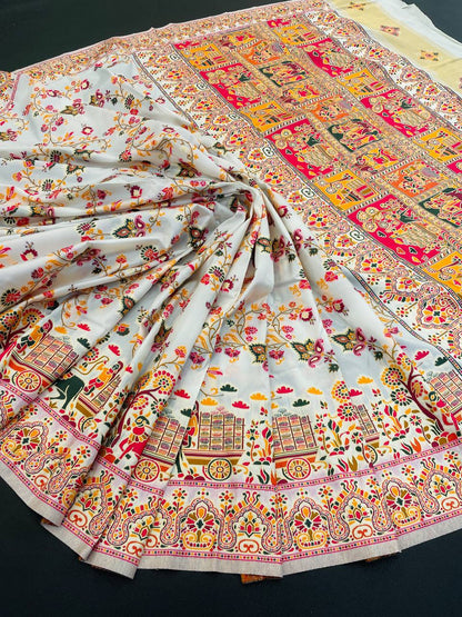 Rajwadi Pashmina Silk Weaving Saree with Kashmiri Pallu