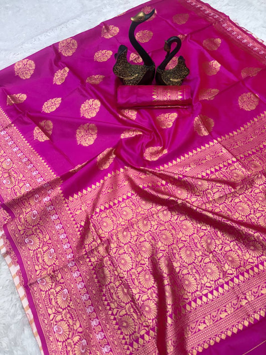 Soft & Lightweight Lichi Silk Banarasi Wedding Saree