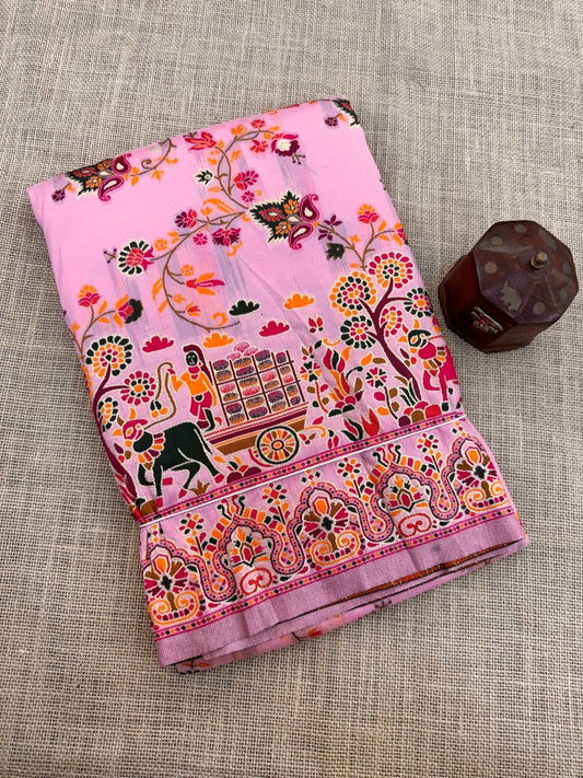 Rajwadi Pashmina Silk Weaving Saree with Kashmiri Pallu