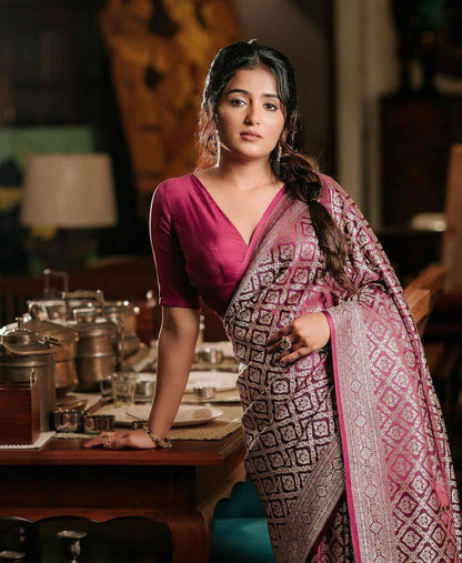 Rich Comfort Organic Banarasi Lichi Silk Wedding Saree