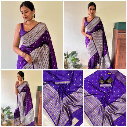 Elegant Organic Banarasi Lichi Silk Wedding Saree