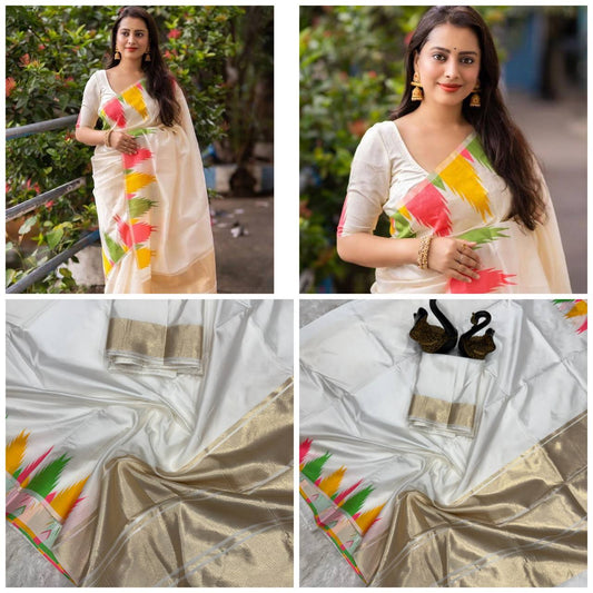 Ultra Light Organic Banarasi Lichi Silk Wedding Saree
