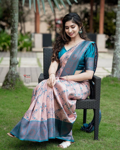Heavy Look Organic Banarasi Lichi Silk Wedding Saree