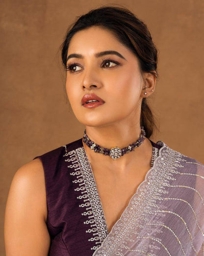 Soft Burberry Fabric Designer Saree with Sequins & Zari Work