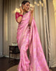 Easy-Drape Lichi Silk Saree with Banarasi Motifs