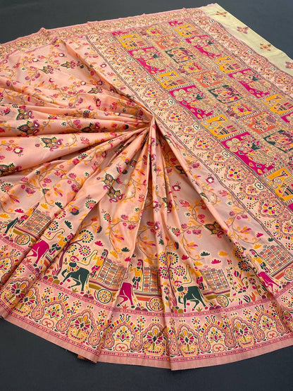 Rajwadi Pashmina Silk Weaving Saree with Kashmiri Pallu