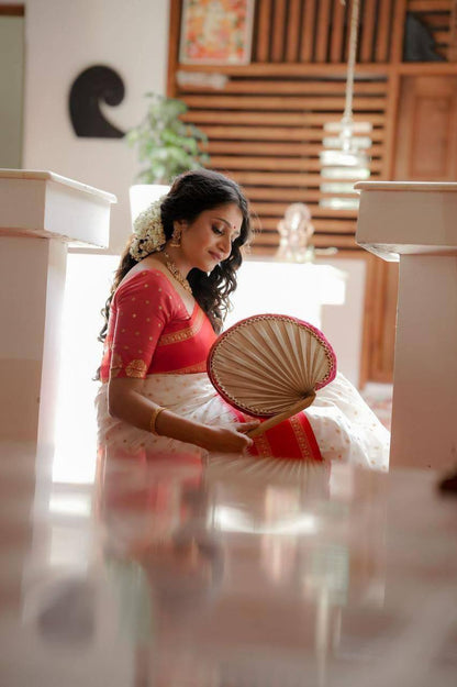 Elegant Comfort Organic Banarasi Lichi Silk Wedding Saree