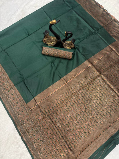 Feather Light Organic Banarasi Lichi Silk Wedding Saree