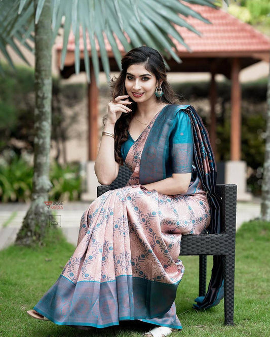 Heavy Look Organic Banarasi Lichi Silk Wedding Saree