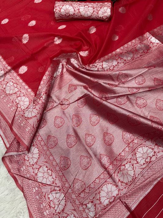 New Lilan Slub Soft Cotton Saree with Rich Weaving Blouse