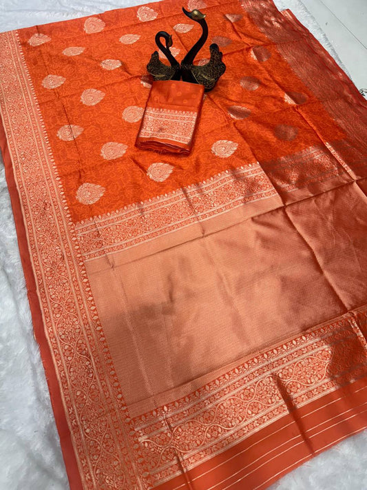 Weightless Saree Made with Organic Banarasi Lichi Silk for Wedding Wear