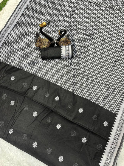 Premium Lilan Slab Soft Cotton Saree with Rich Weaving Blouse