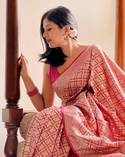 Heritage-Style Saree Made Using Organic Banarasi Lichi Silk
