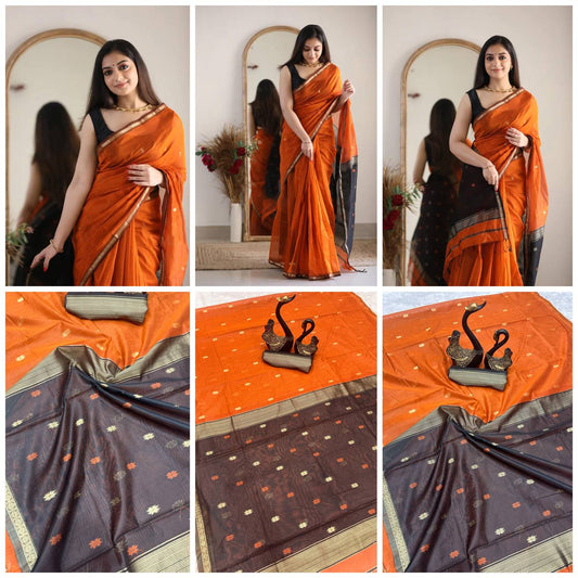 New Lilan Slub Soft Cotton Saree with Slab Weaving