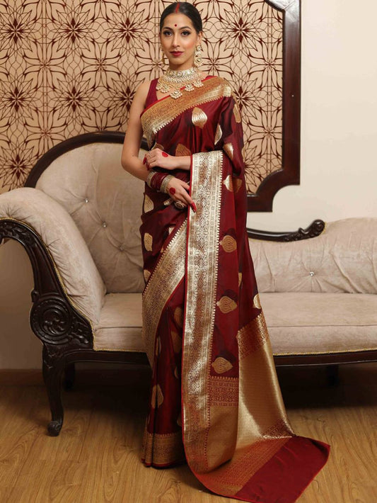 Soft Lichi Silk Organic Banarasi Wedding Saree